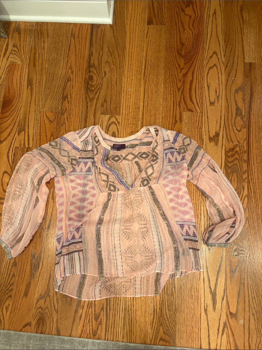 Work/going out Hale Bob Pale Pink Boho Tunic with Purple & Taupe Accents